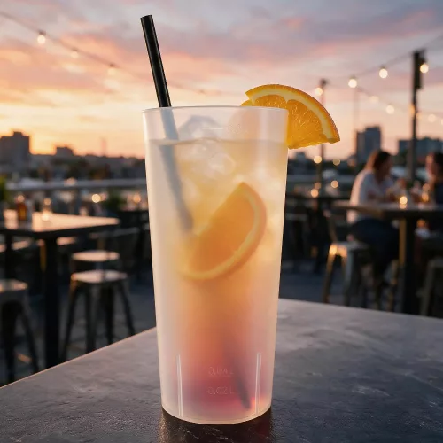 Műanyag koktélos, long drink pohár 300 ml (többször használható)