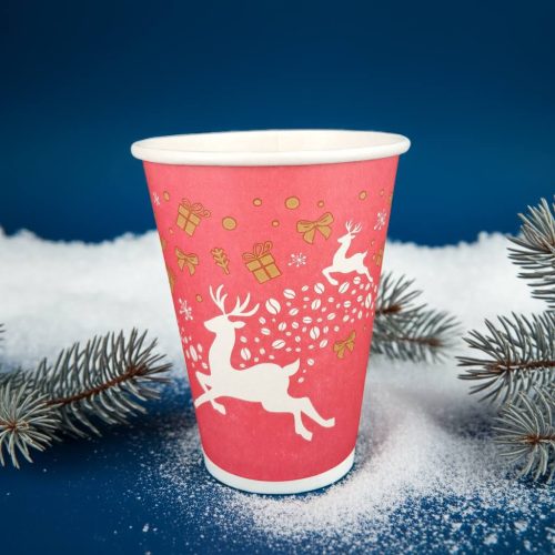 Karácsonyi papírpohár, piros 3 dl - 12oz