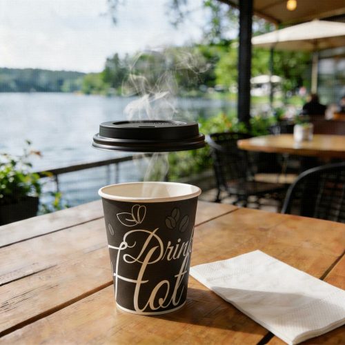 Fekete tető 1,7dl-es papírpoharakra (⌀70mm)