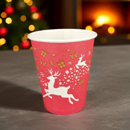 Karácsonyi papírpohár, piros 2 dl - 8oz