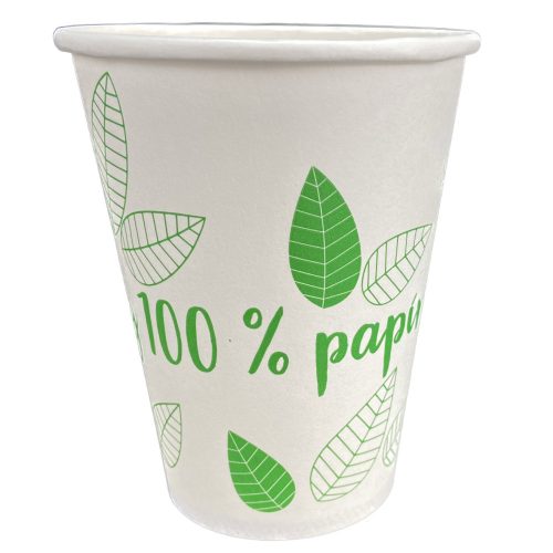 Műanyagmentes fehér papírpohár 3dl - 12oz