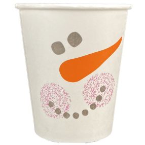 Hóember mintás karácsonyi papírpohár, fehér 2 dl