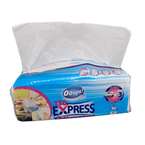 Ooops! Express Adagolós kéztörlő/szalvéta FEHÉR Z hajtott 2 rtg. 150 lap