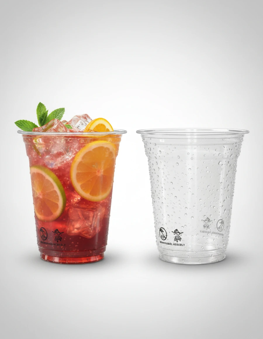 PET poharak italokkal