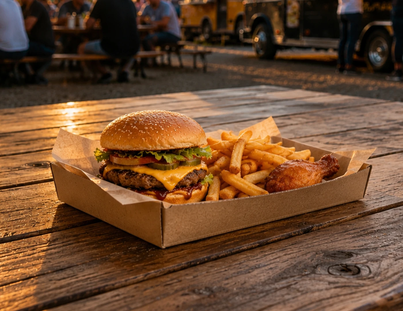 Logózott street food papírtálca nagy