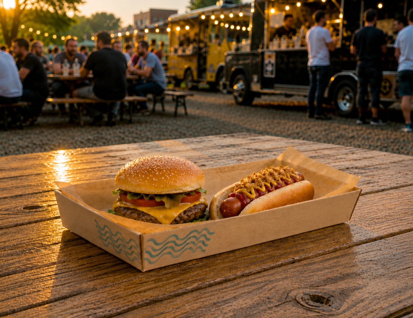 Logózott trapéz street food tálca