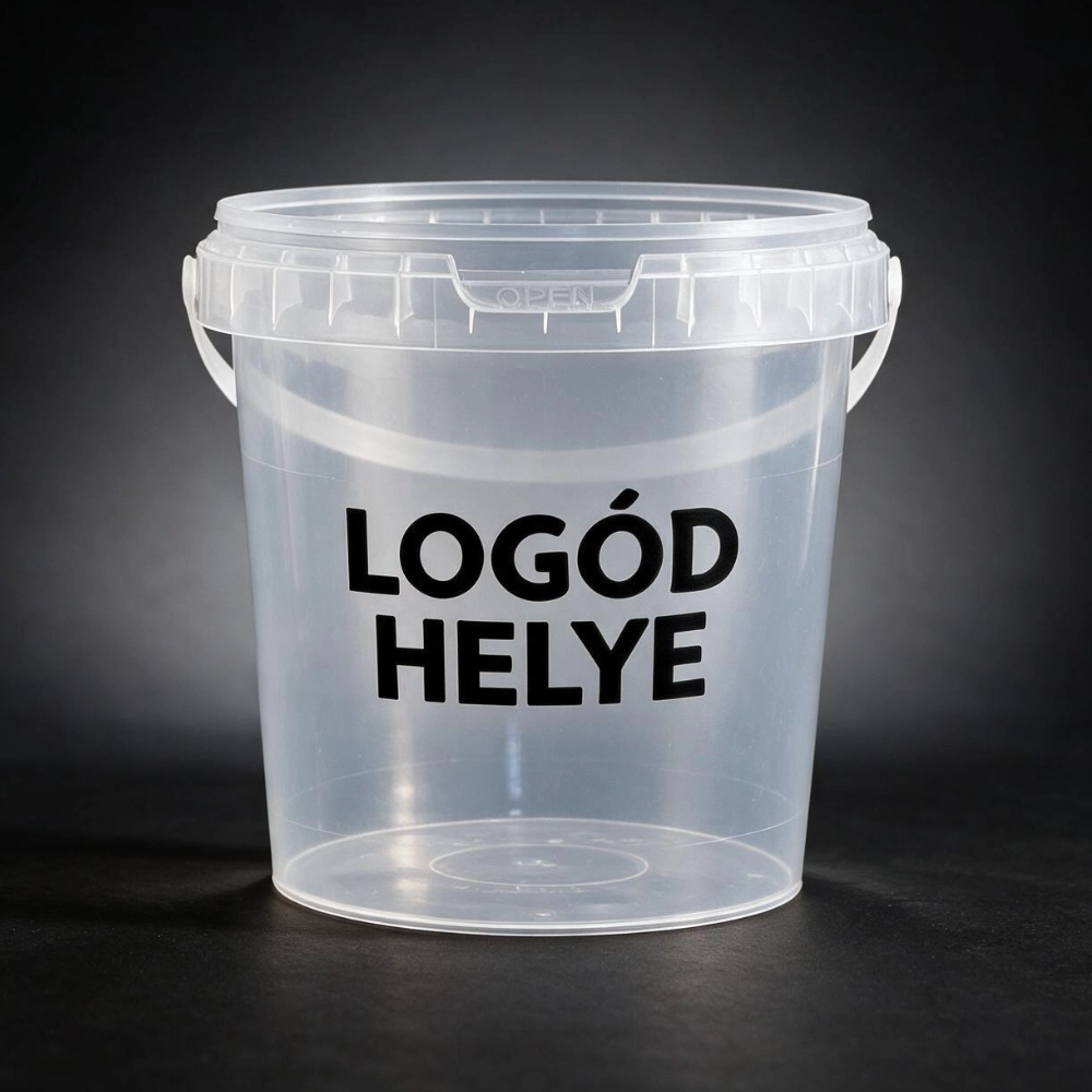 Műanyag vödör 870 ml átlátszó, füllel és fül nélkül
