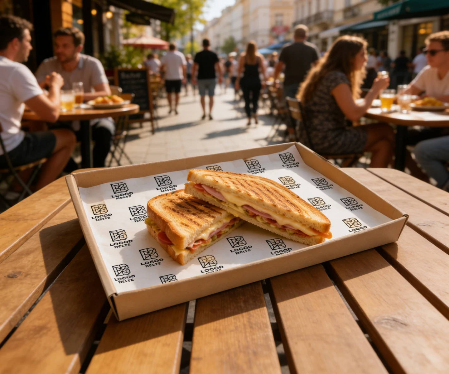 Logózott zsírpapír tálcákhoz és street food tálaláshoz