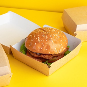 Kézműves burgered ideális csomagolása a hamburger box